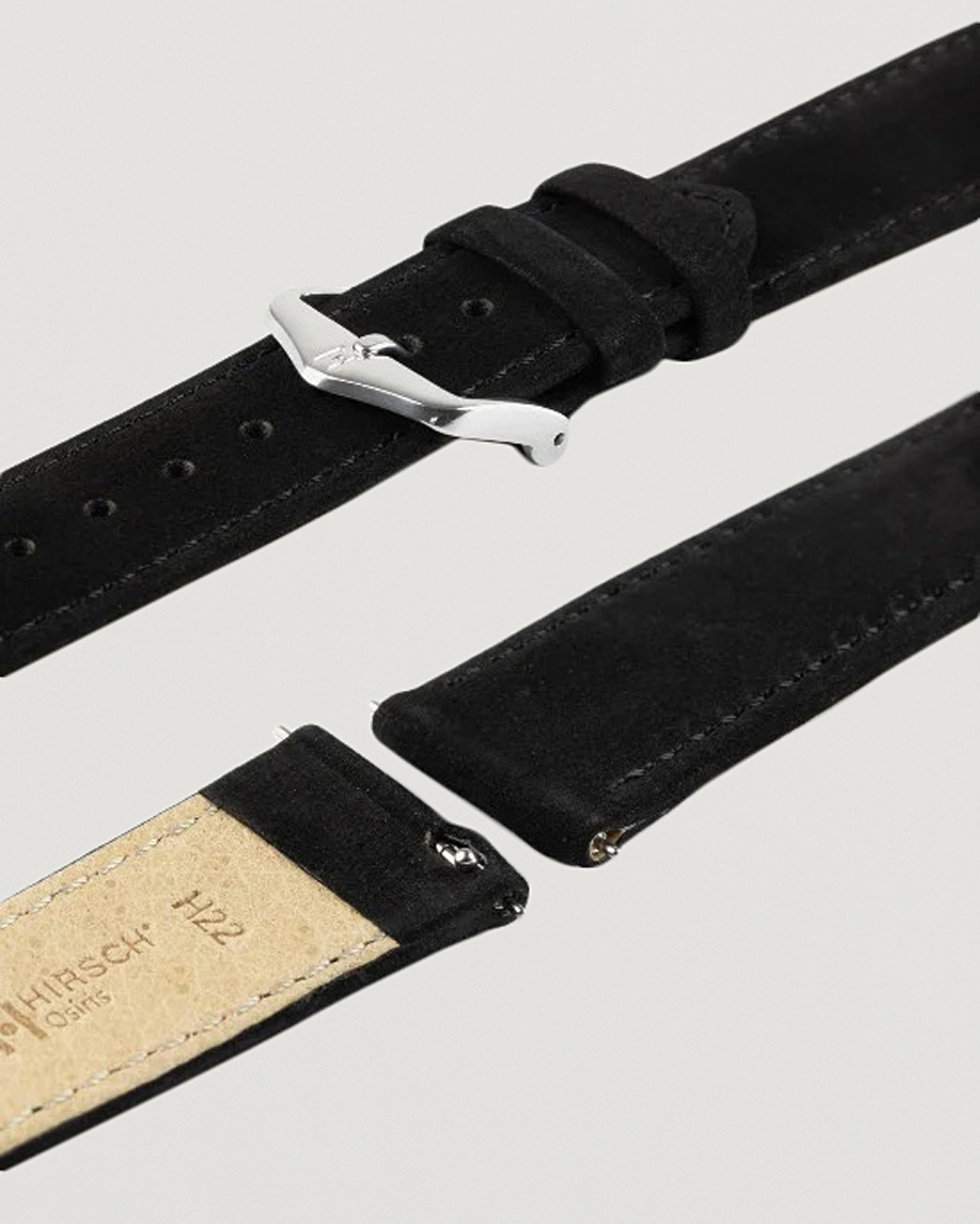 Uomini | Cinturini per orologi | HIRSCH | Osiris Calf Leather Nubuck Effect Watch Strap Black