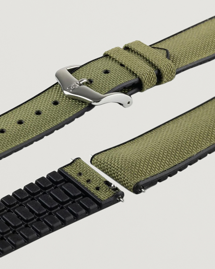 Uomini | Cinturini per orologi | HIRSCH | Arne Sailcloth Effect Performance Watch Strap Olive