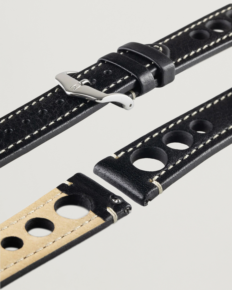 Uomini | Cinturini per orologi | HIRSCH | Rally Natural Leather Racing Watch Strap Black