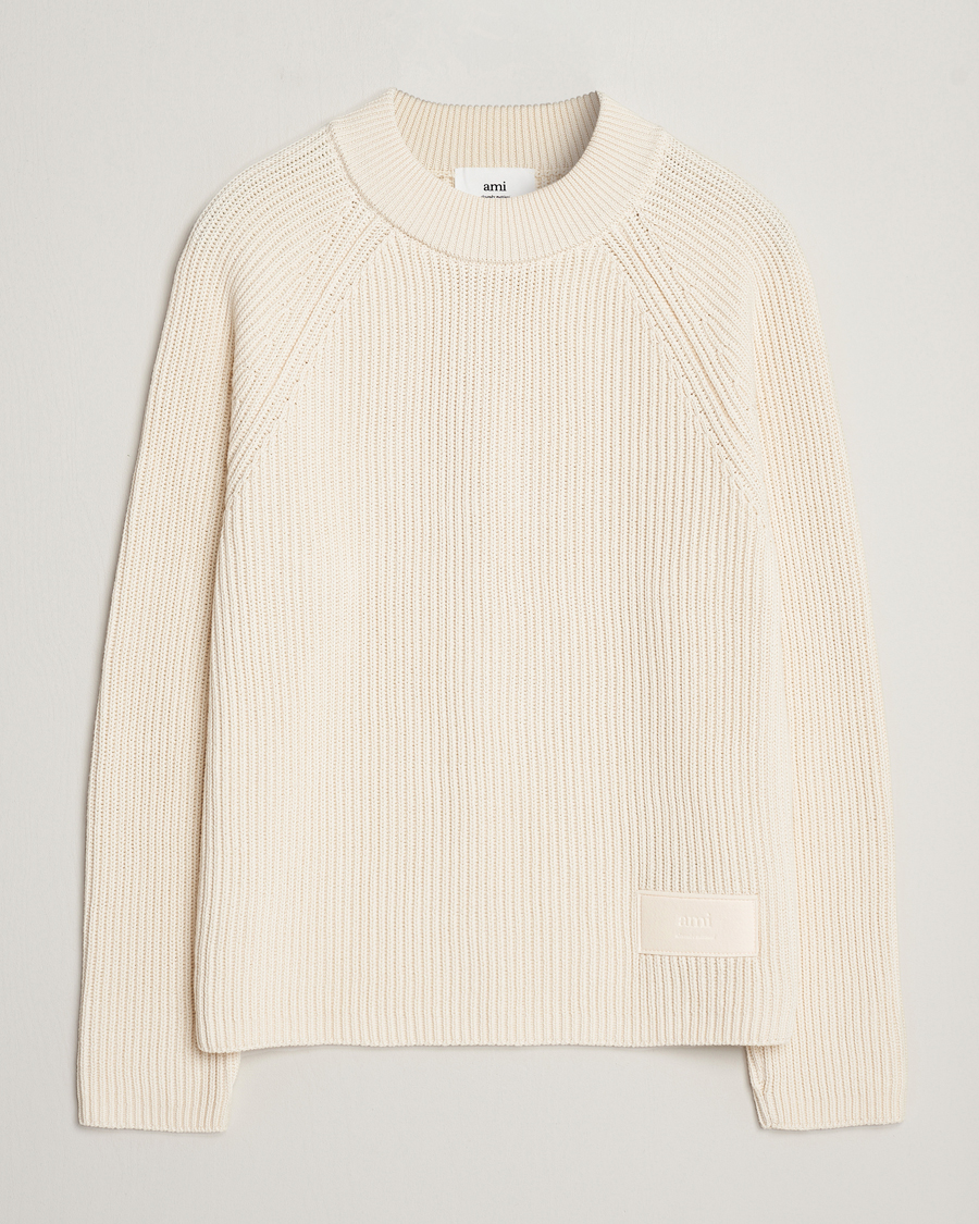 Uomini | Maglieria | AMI | Heavy Knitted Crew Neck Ivory