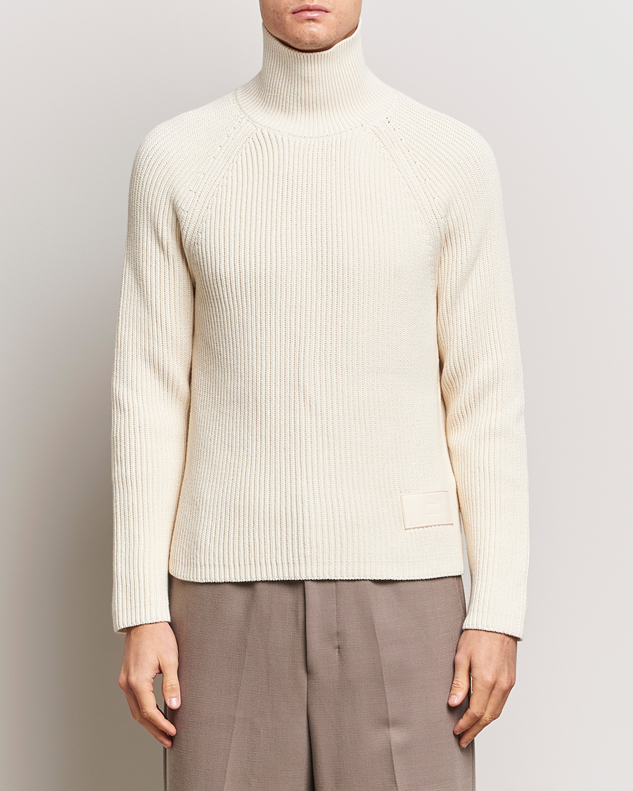 Uomini | Maglieria | AMI | Heavy Knitted Turtleneck Ivory