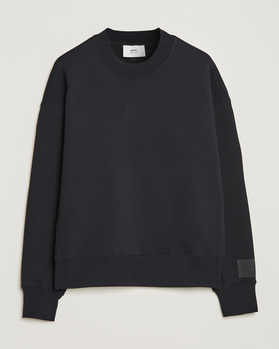 Uomini | Maglieria | AMI | Brushed Cotton Crew Neck Sweatshirt Black