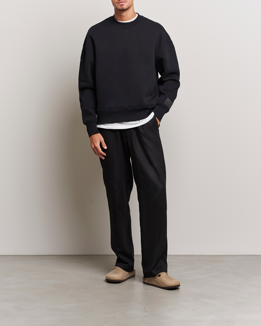 Uomini | Maglieria | AMI | Brushed Cotton Crew Neck Sweatshirt Black