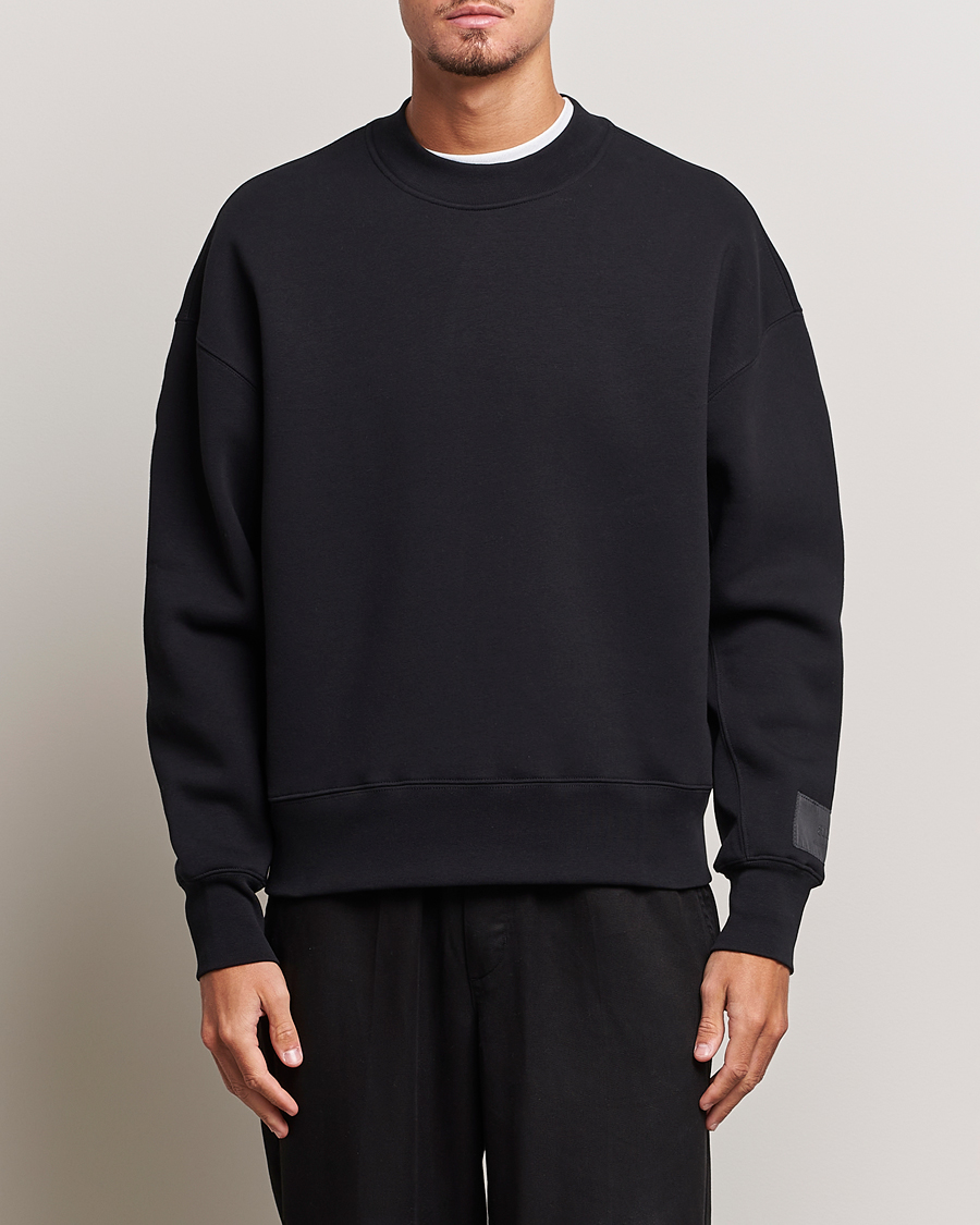 Uomini | Maglieria | AMI | Brushed Cotton Crew Neck Sweatshirt Black