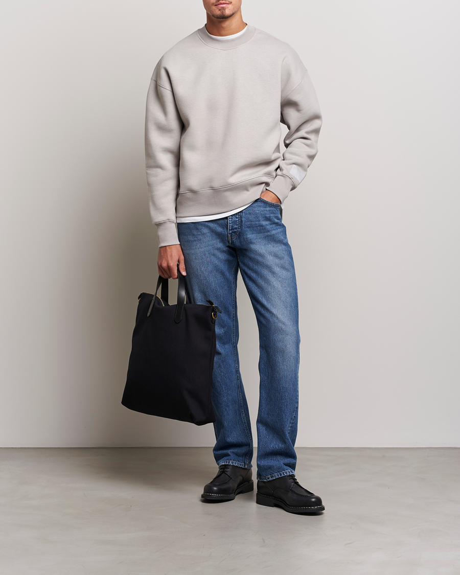 Uomini | Maglieria | AMI | Brushed Cotton Crew Neck Sweatshirt Pearl Grey