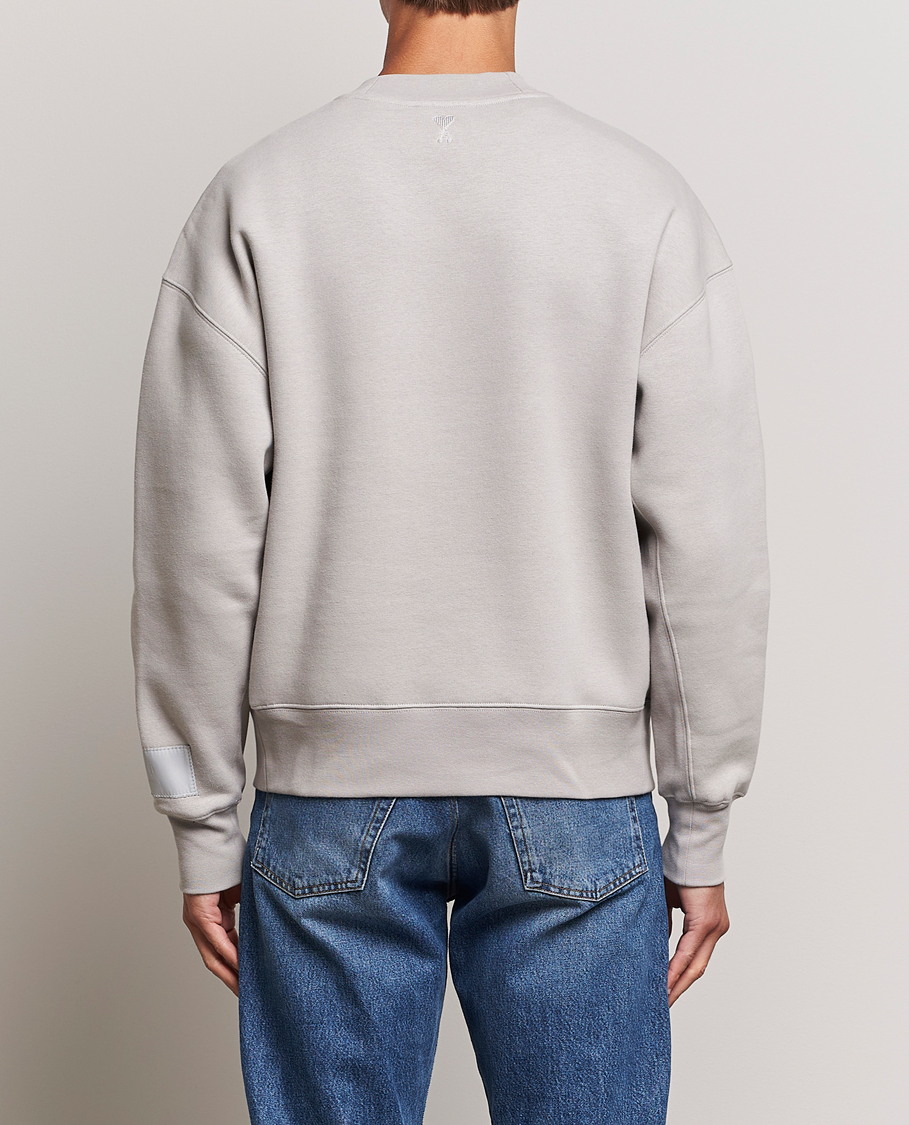 Uomini | Maglieria | AMI | Brushed Cotton Crew Neck Sweatshirt Pearl Grey