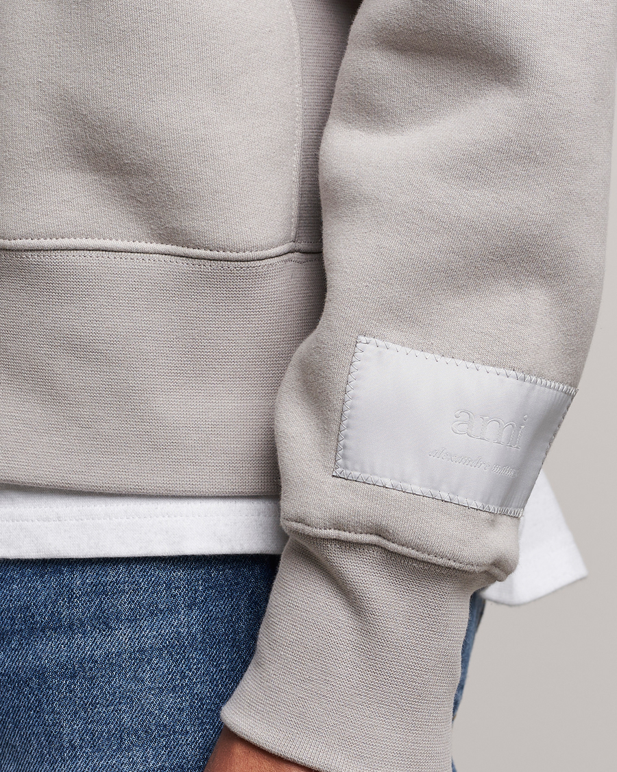 Uomini | Maglieria | AMI | Brushed Cotton Crew Neck Sweatshirt Pearl Grey