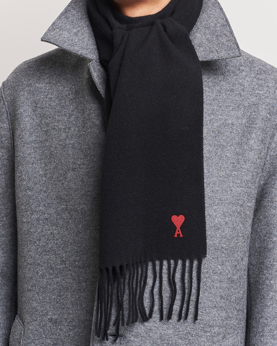 Uomini | AMI Heart Logo Scarf Black | AMI | Heart Logo Scarf Black