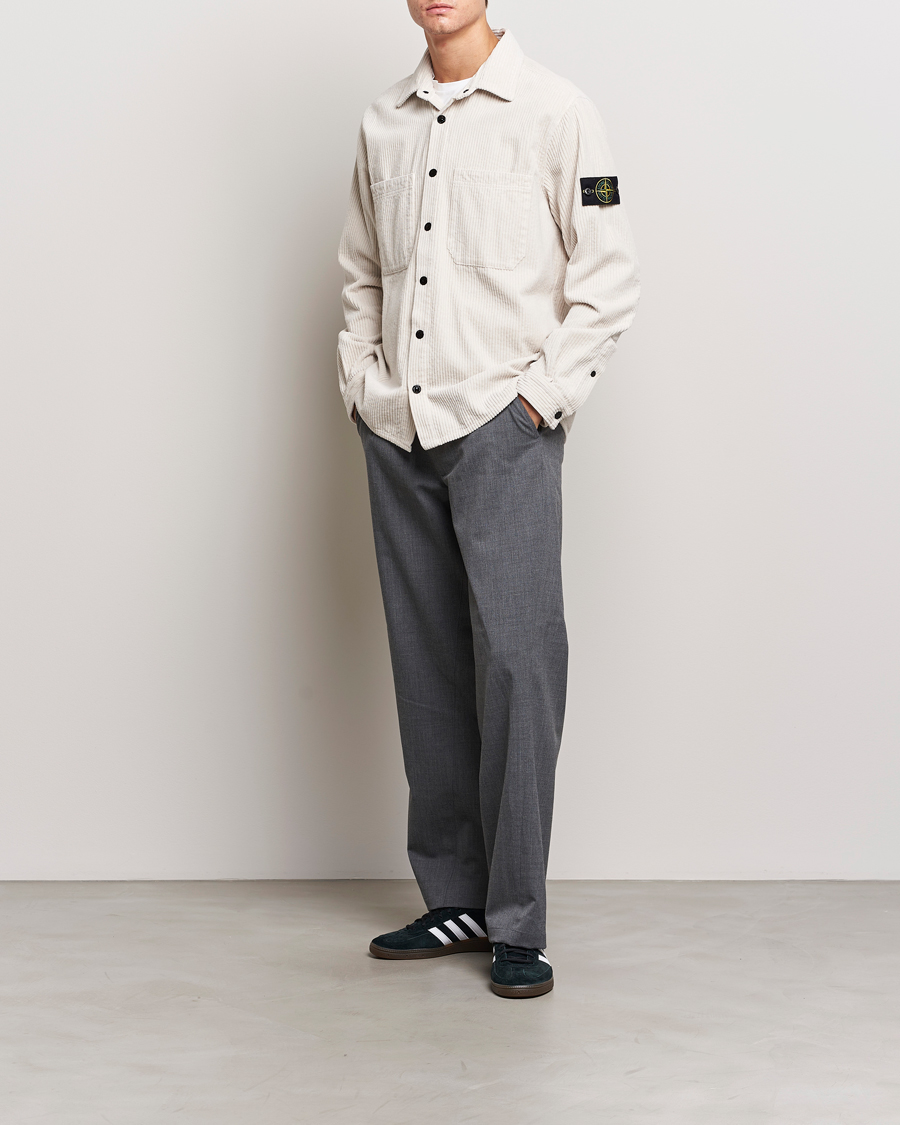 Uomini | Camicie | Stone Island | Garment Dyed Corduroy Overshirt Plaster
