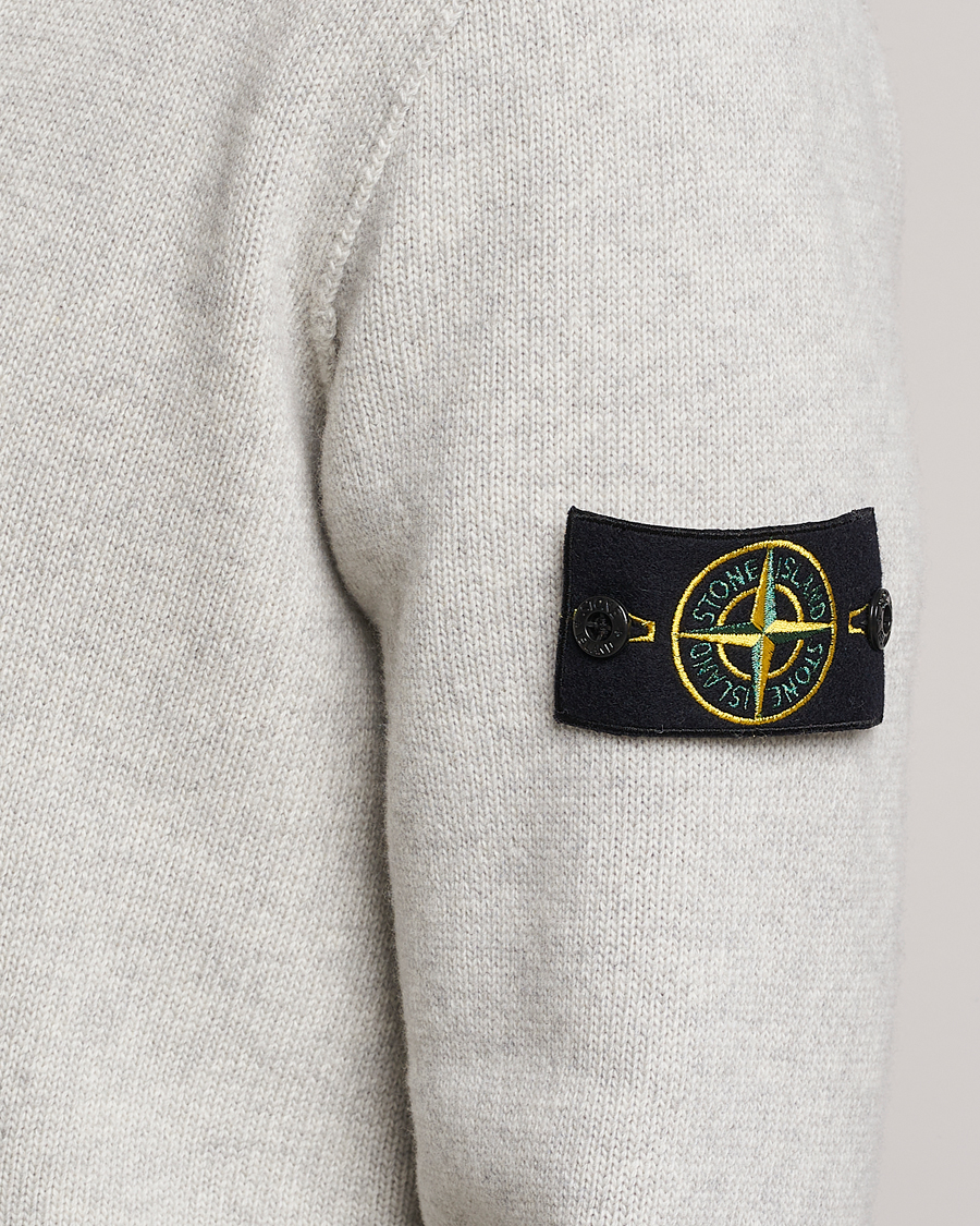 Uomini | Maglieria | Stone Island | Knitted Geelong Wool Cardigan Pearl Grey
