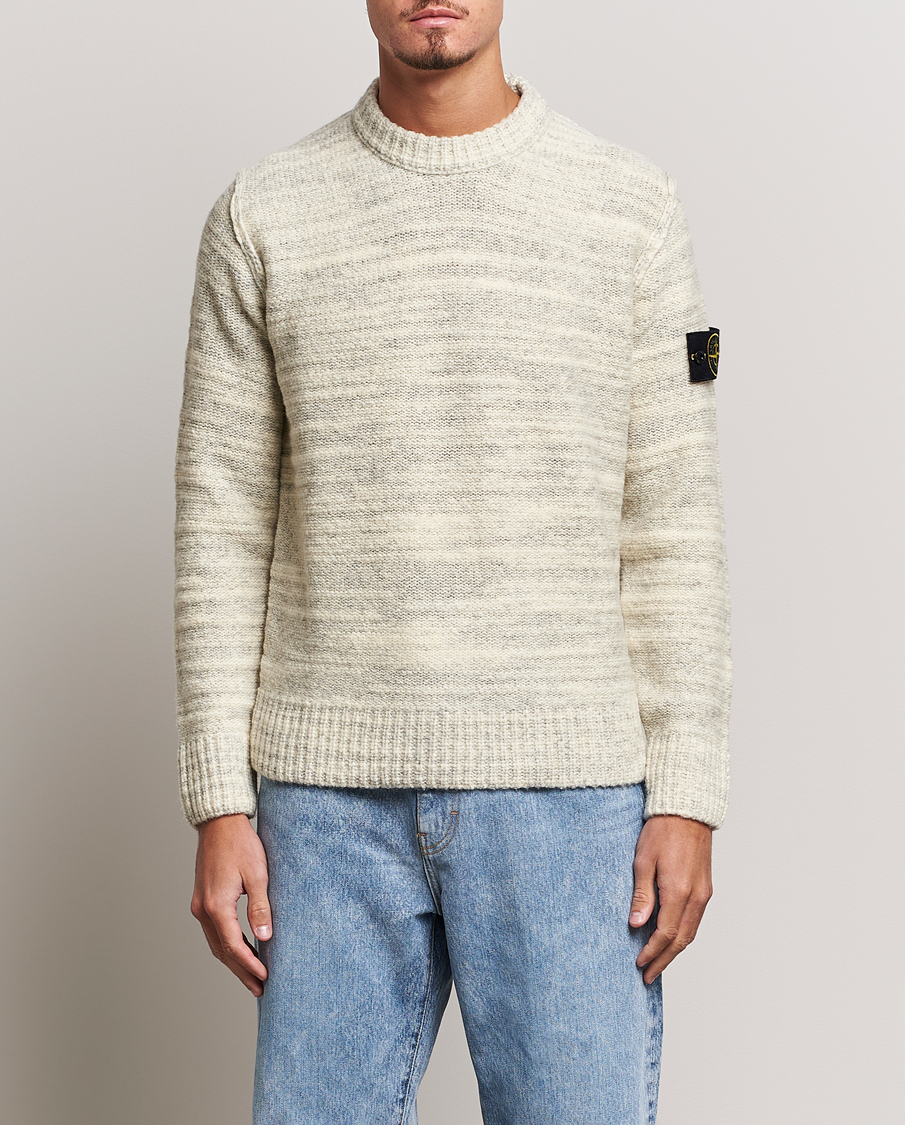 Uomini | Maglieria | Stone Island | Knitted Wool/Nylon Sweater Plaster