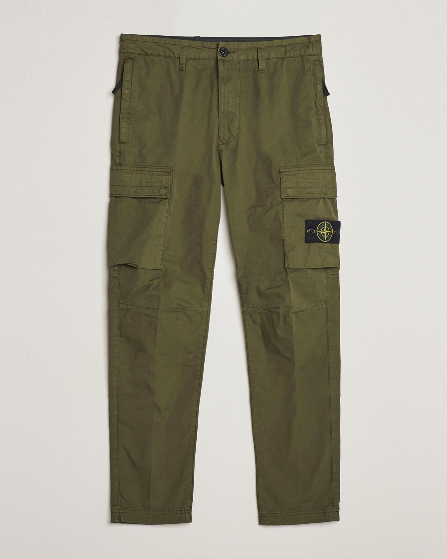 Uomini | Pantaloni | Stone Island | Stretch Cotton Gabardine Trousers Olive