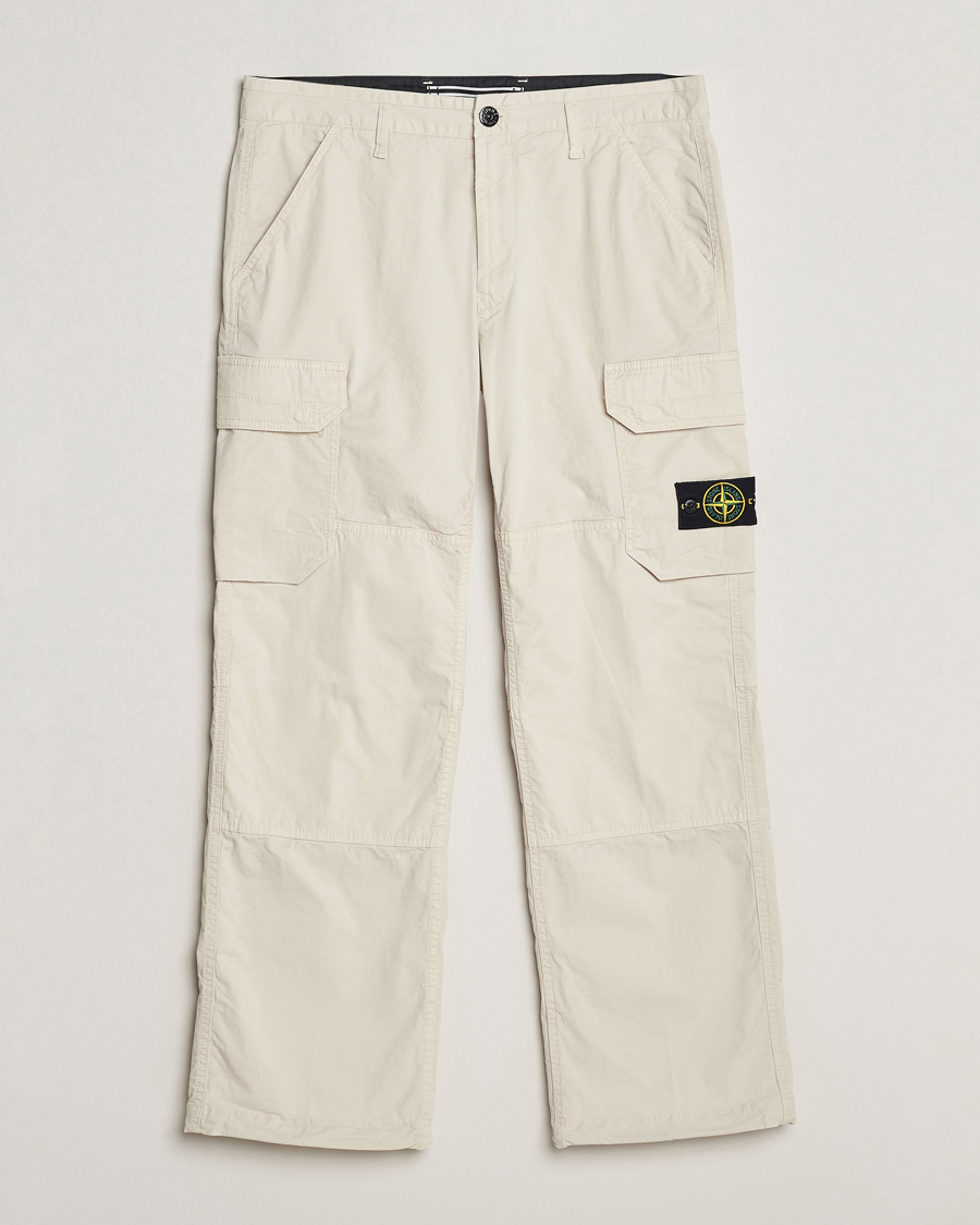 Uomini | Pantaloni | Stone Island | Stretch Cotton Gabardine Cargo Pants Plaster