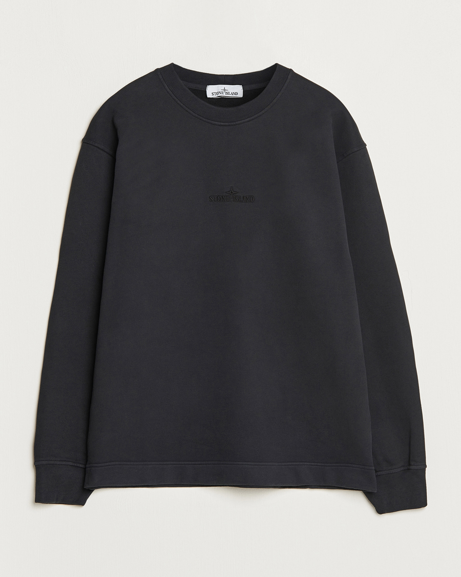 Uomini | Maglieria | Stone Island | Garment Dyed Fleece Logo Sweatshirt Black