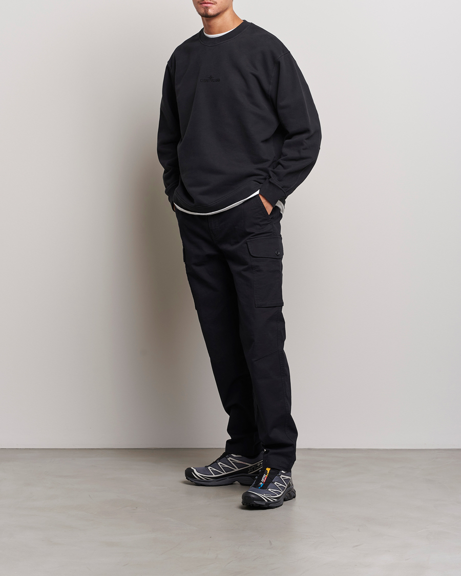 Uomini | Maglieria | Stone Island | Garment Dyed Fleece Logo Sweatshirt Black