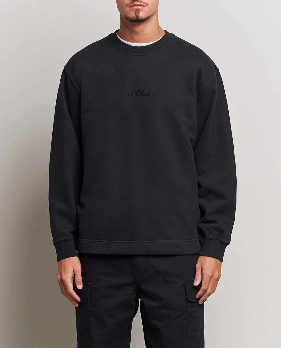 Uomini | Maglieria | Stone Island | Garment Dyed Fleece Logo Sweatshirt Black