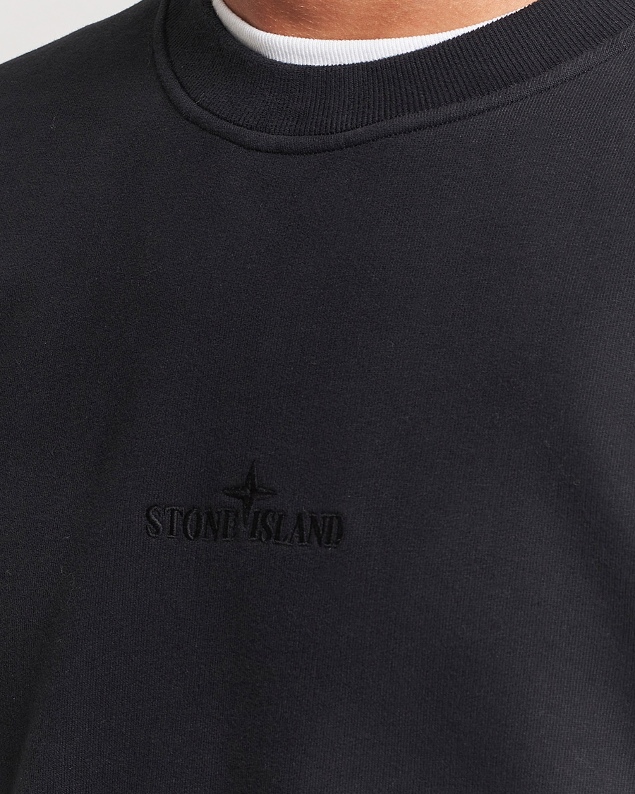 Uomini | Maglieria | Stone Island | Garment Dyed Fleece Logo Sweatshirt Black