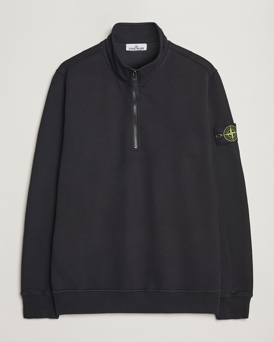 Uomini | Maglieria | Stone Island | Garment Dyed Fleece Half Zip Black