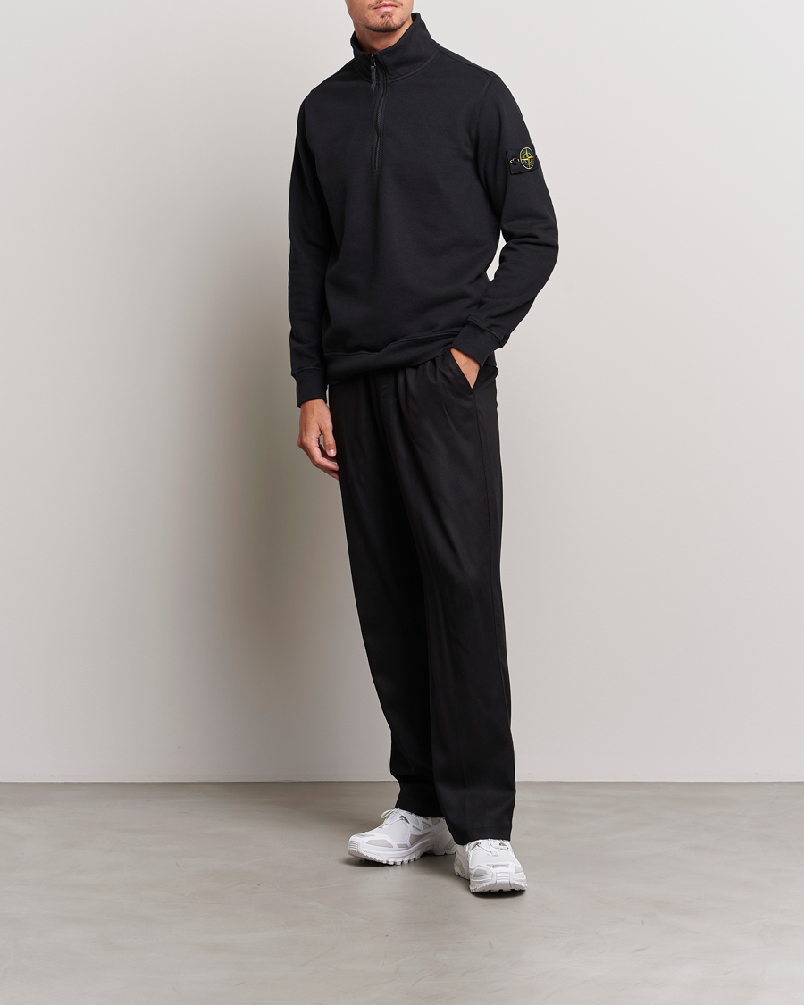 Uomini | Maglieria | Stone Island | Garment Dyed Fleece Half Zip Black