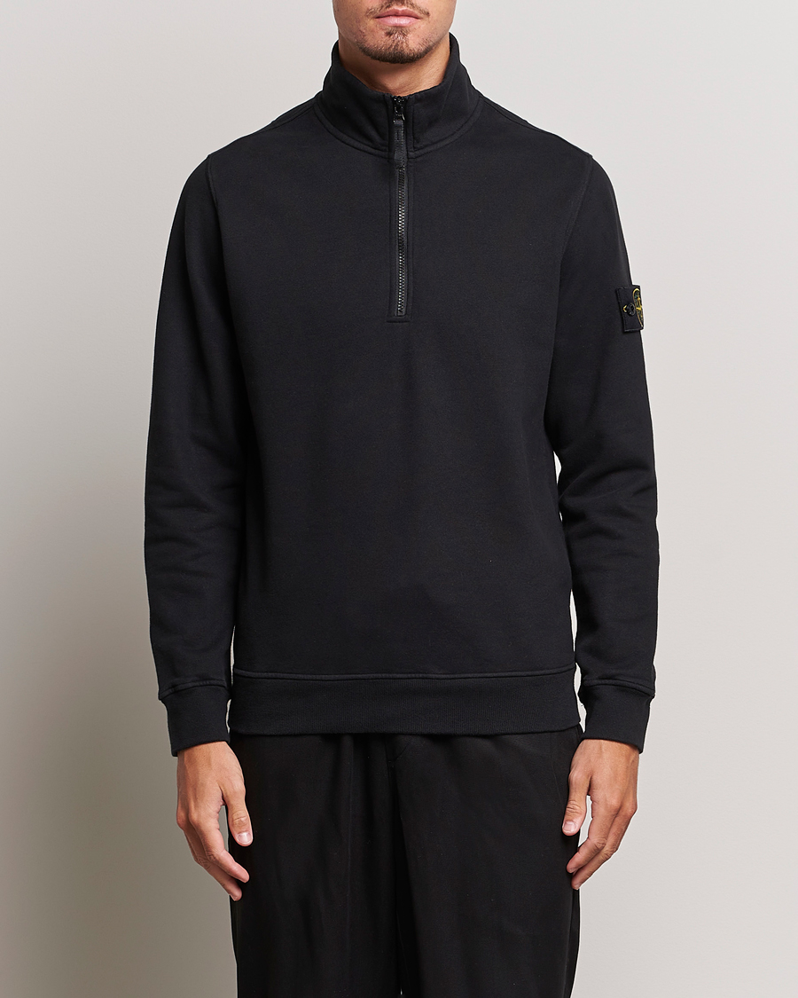 Uomini | Maglieria | Stone Island | Garment Dyed Fleece Half Zip Black