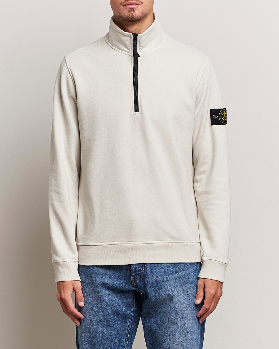 Uomini | Maglieria | Stone Island | Garment Dyed Fleece Half Zip Plaster