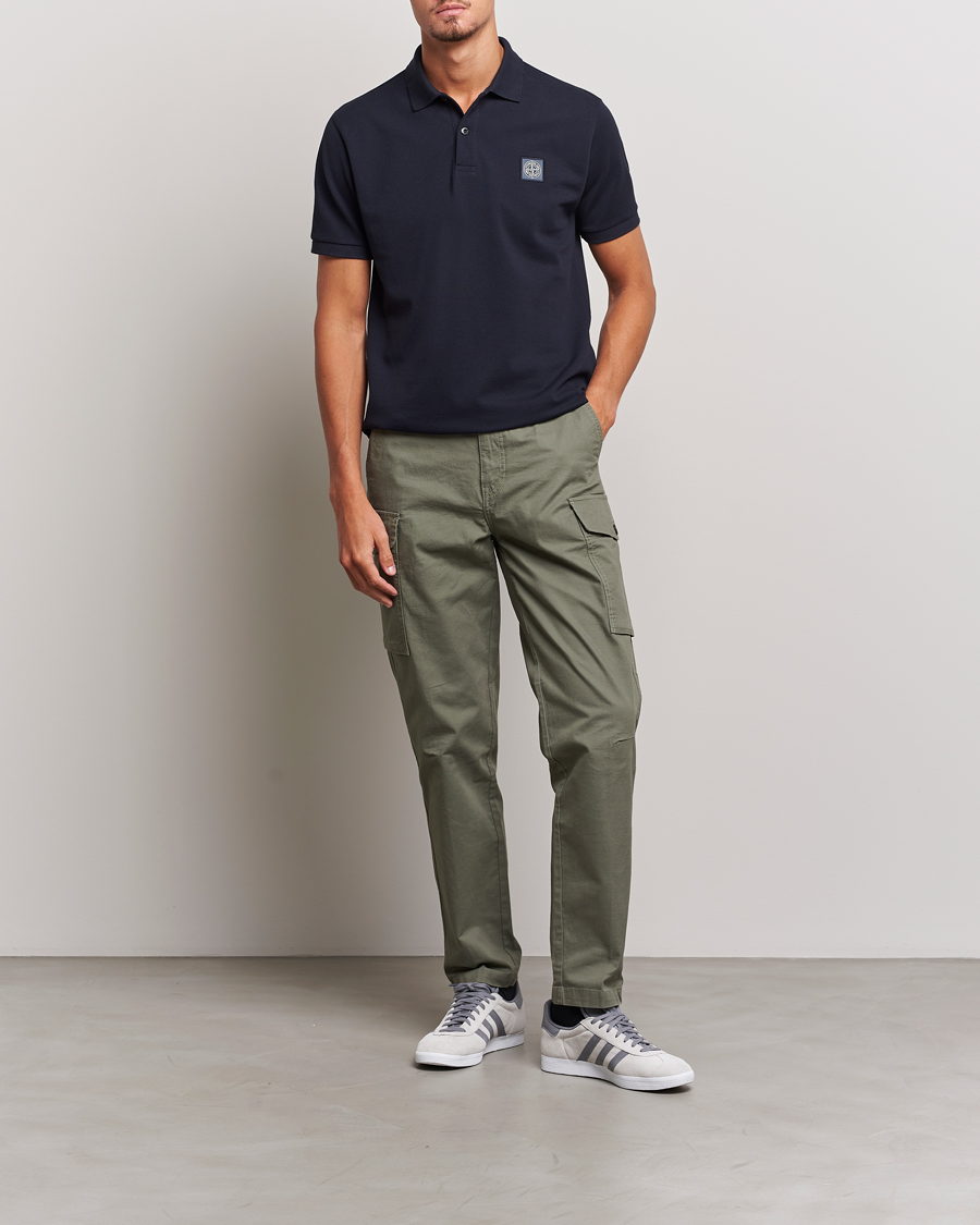 Uomini | Polo | Stone Island | Cotton Pique Polo Navy Blue
