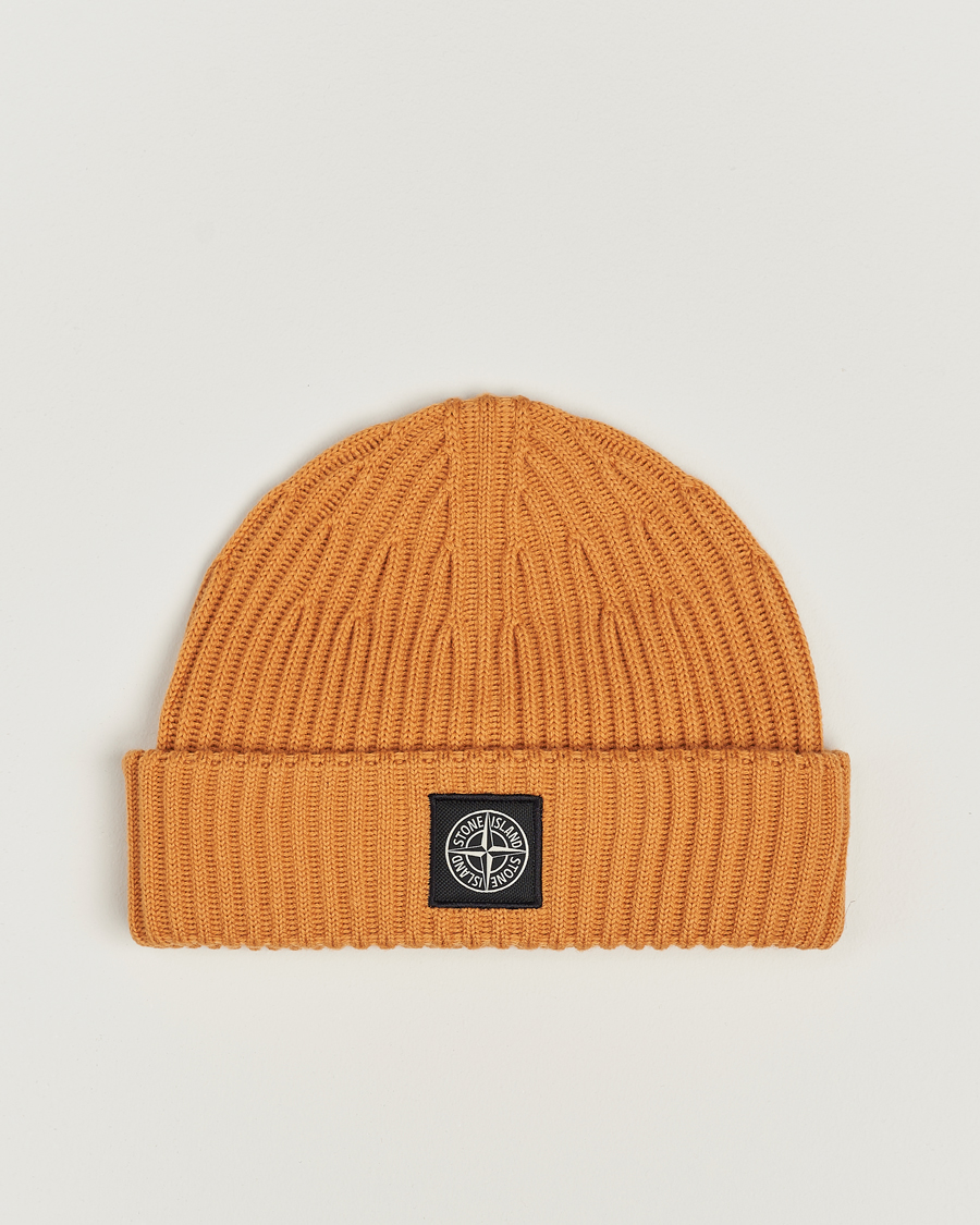 Uomini | Stone Island Full Rib Wool Beanie Rust | Stone Island | Full Rib Wool Beanie Rust