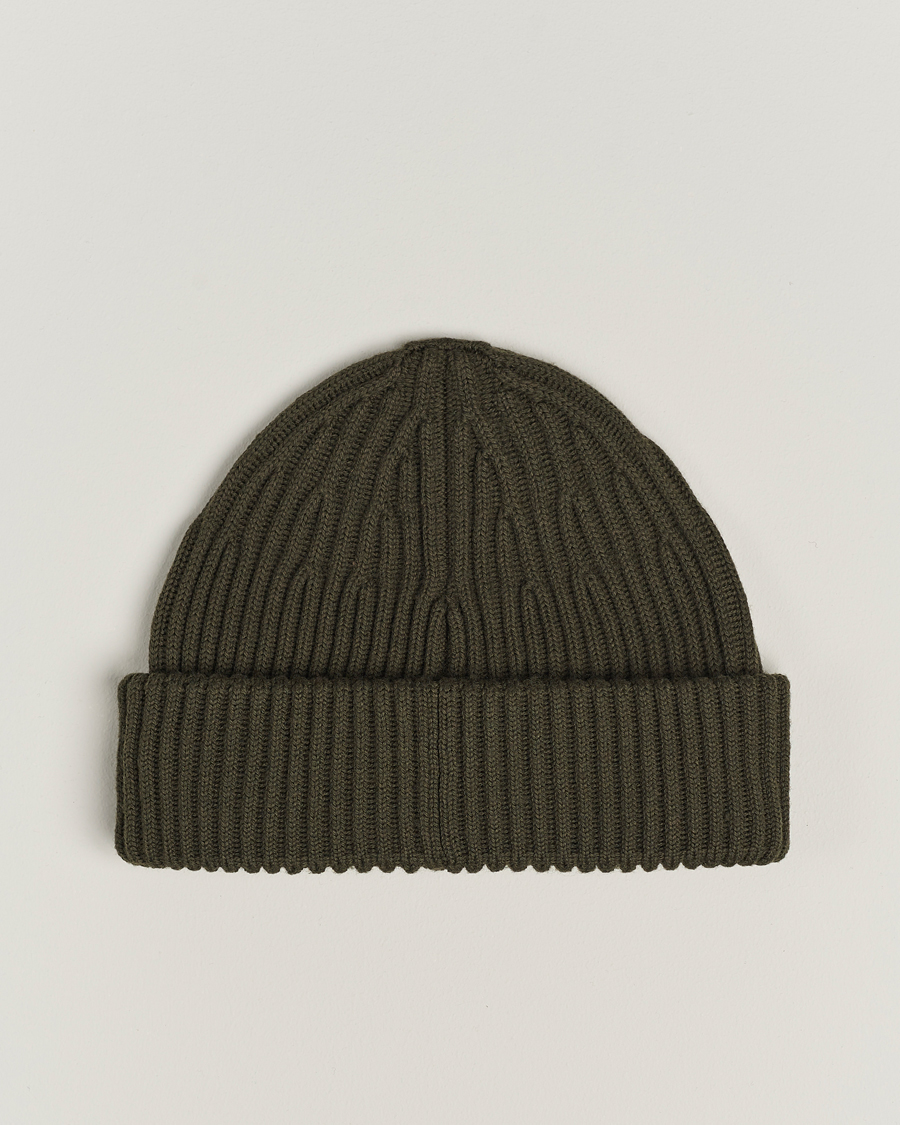 Uomini | Stone Island Full Rib Wool Beanie Olive | Stone Island | Full Rib Wool Beanie Olive