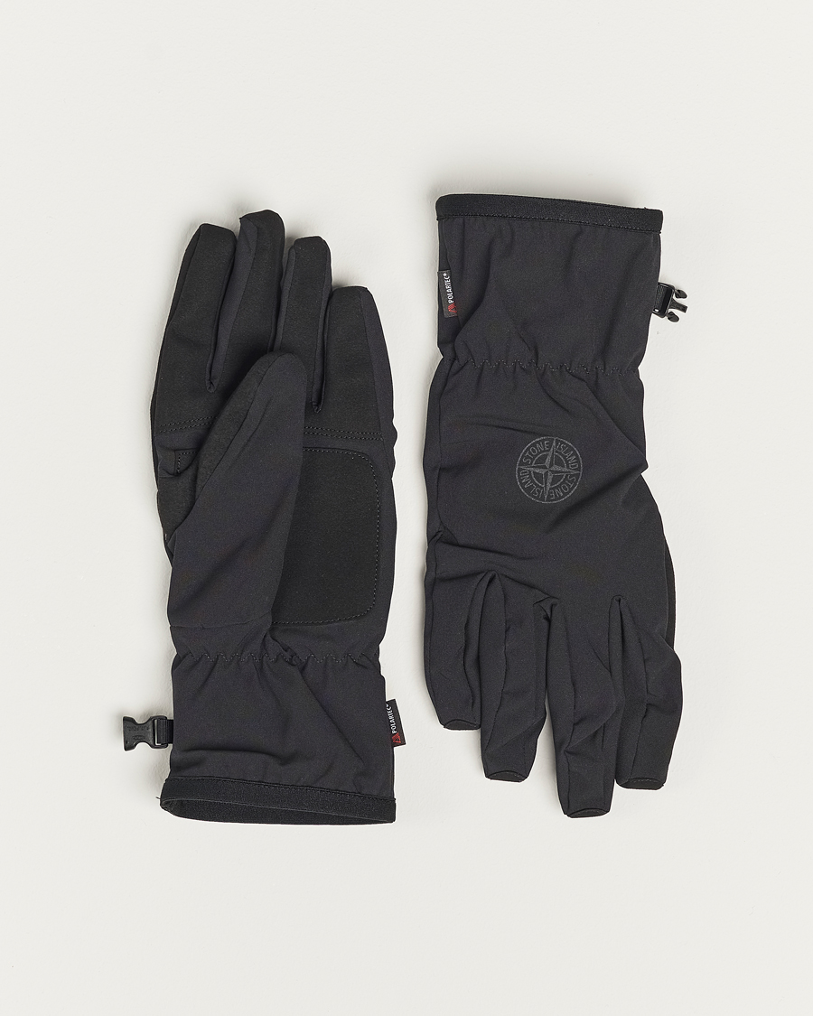 Uomini | Stone Island Soft Shell-R_e Recycled Gloves Black | Stone Island | Soft Shell-R_e Recycled Gloves Black