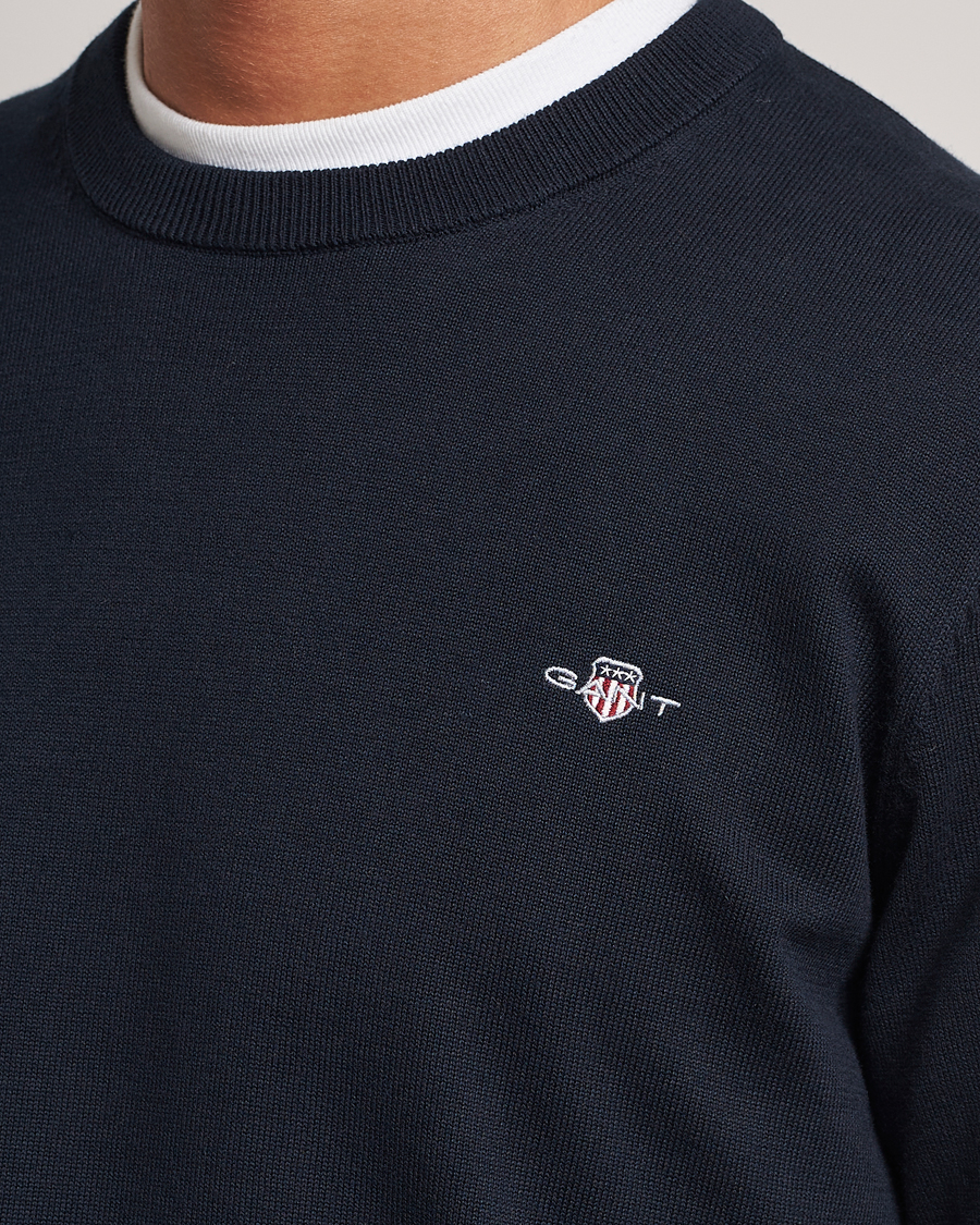 Uomini | Maglieria | Gant | Classic Cotton Crew Neck Evening Blue