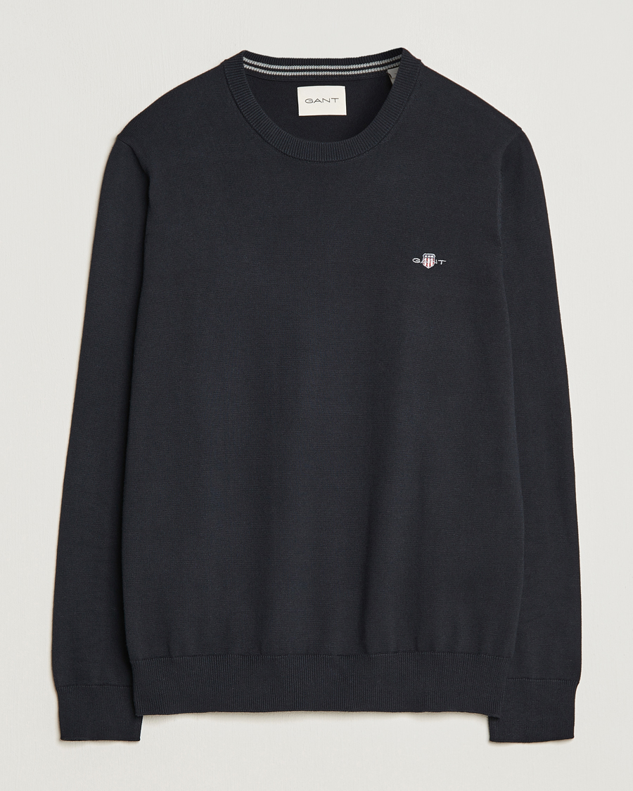 Uomini | Maglieria | Gant | Classic Cotton Crew Neck Black