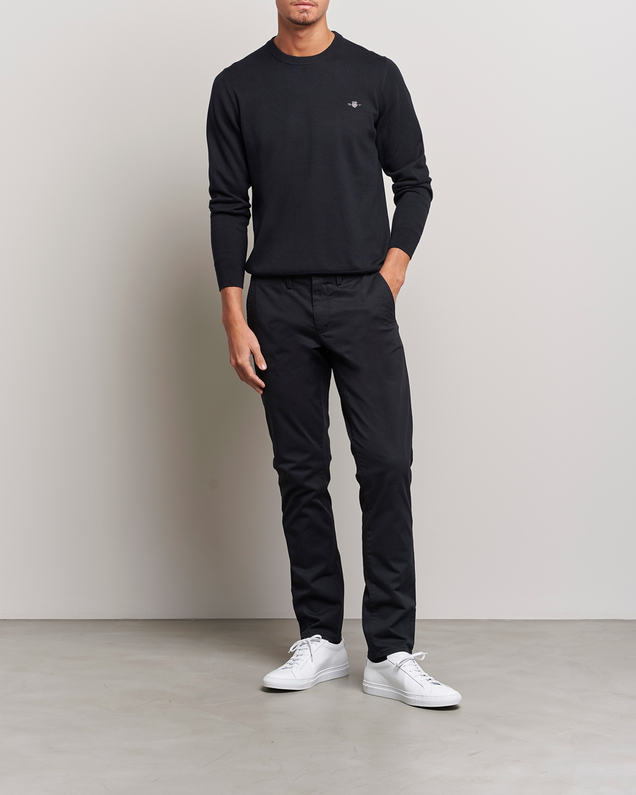 Uomini | Maglieria | Gant | Classic Cotton Crew Neck Black
