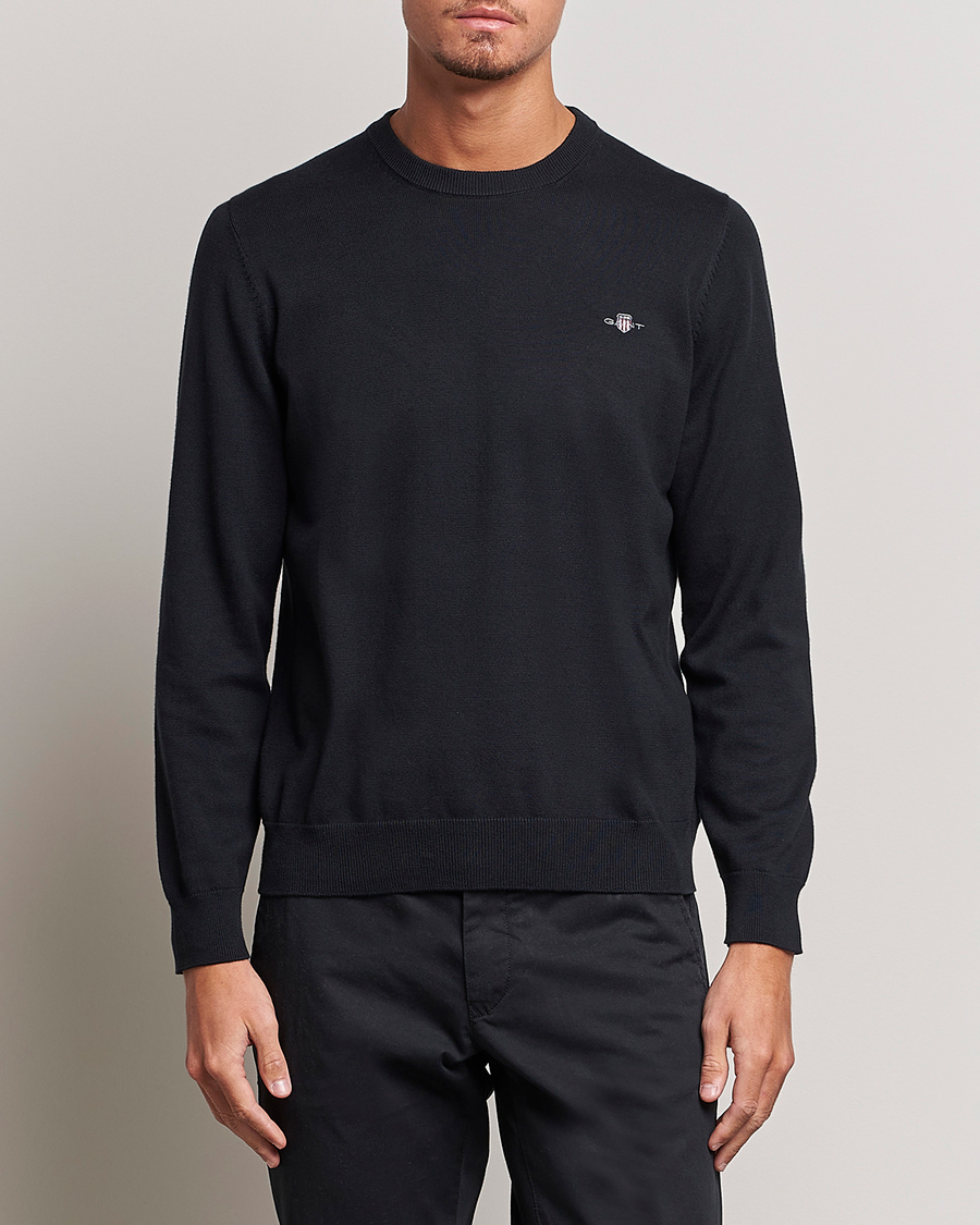 Uomini | Maglieria | Gant | Classic Cotton Crew Neck Black