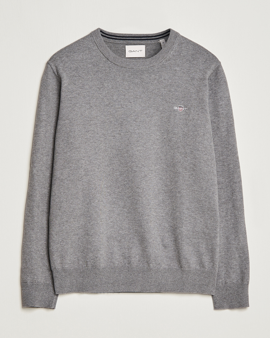 Uomini | Maglieria | Gant | Classic Cotton Crew Neck Dark Grey Melange