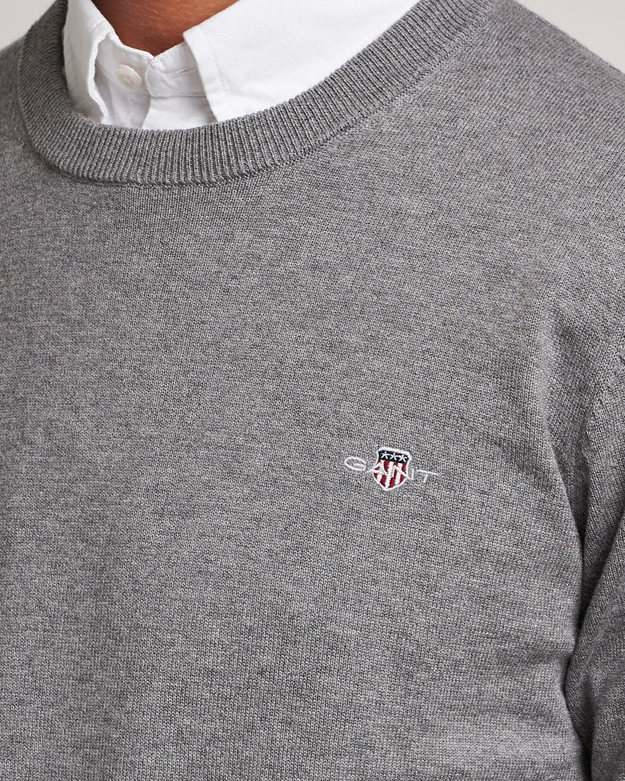 Uomini | Maglieria | Gant | Classic Cotton Crew Neck Dark Grey Melange