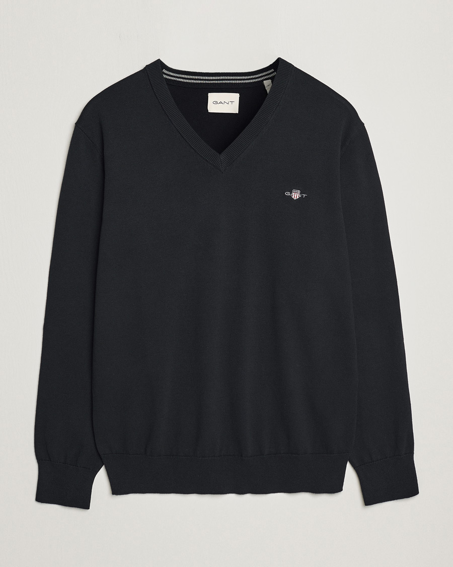 Uomini | Maglieria | Gant | Classic Cotton V-Neck Black