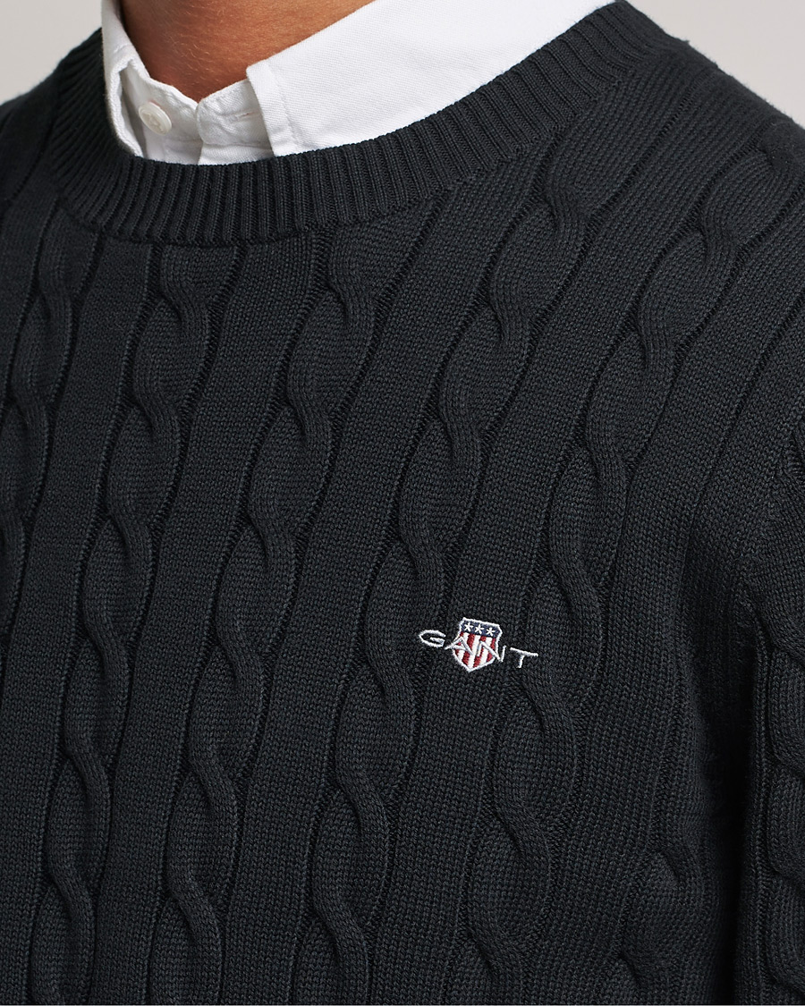 Uomini | Maglieria | Gant | Cotton Cable Crew Neck Black