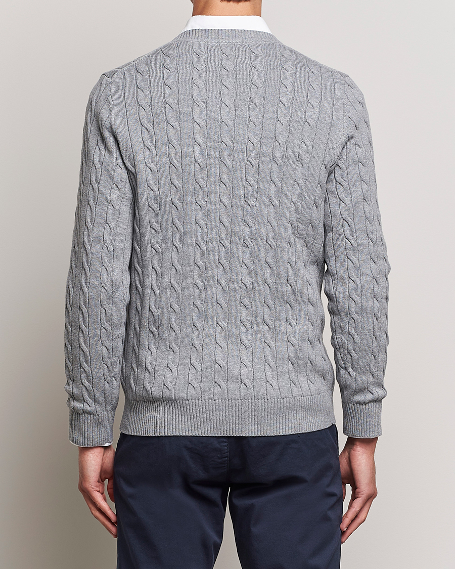 Uomini | Maglieria | Gant | Cotton Cable Crew Neck Grey Melange