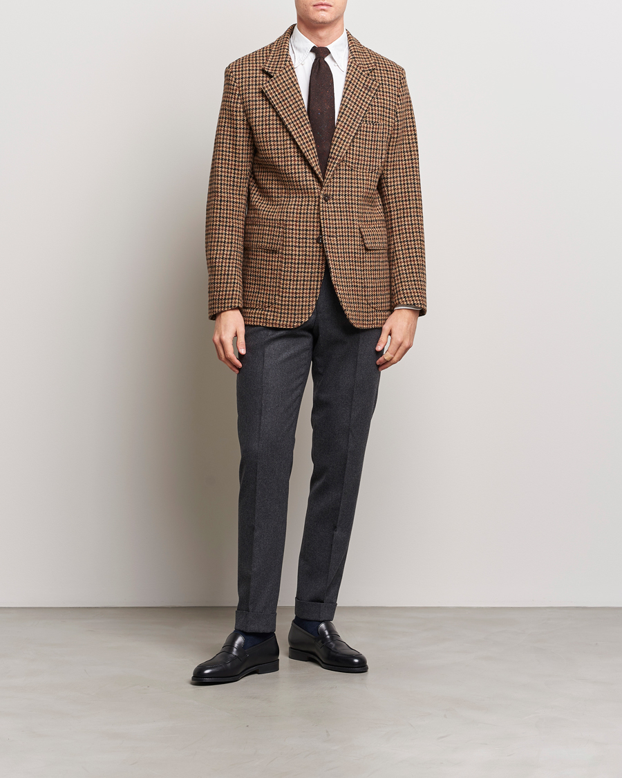 Uomini | Blazers | Drake's | MKVII Harris Tweed Games Houndstooth Blazer Brown