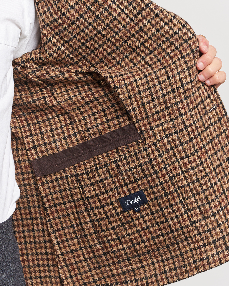 Uomini | Blazers | Drake's | MKVII Harris Tweed Games Houndstooth Blazer Brown