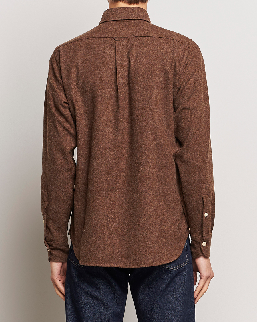 Uomini | Camicie | Drake's | Merino Wool Work Shirt Brown