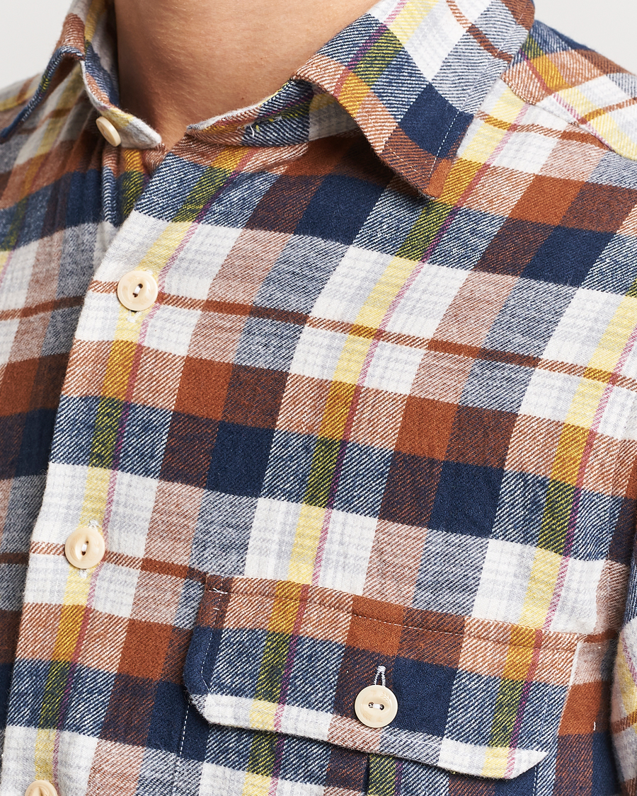 Uomini | Camicie | Drake's | Brushed Madras Checked Work Shirt Brown
