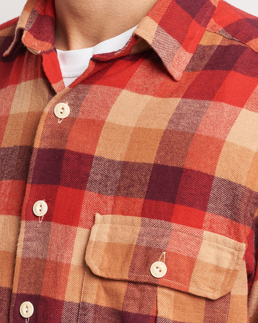 Uomini | Camicie | Drake's | Brushed Madras Checked Work Shirt Red