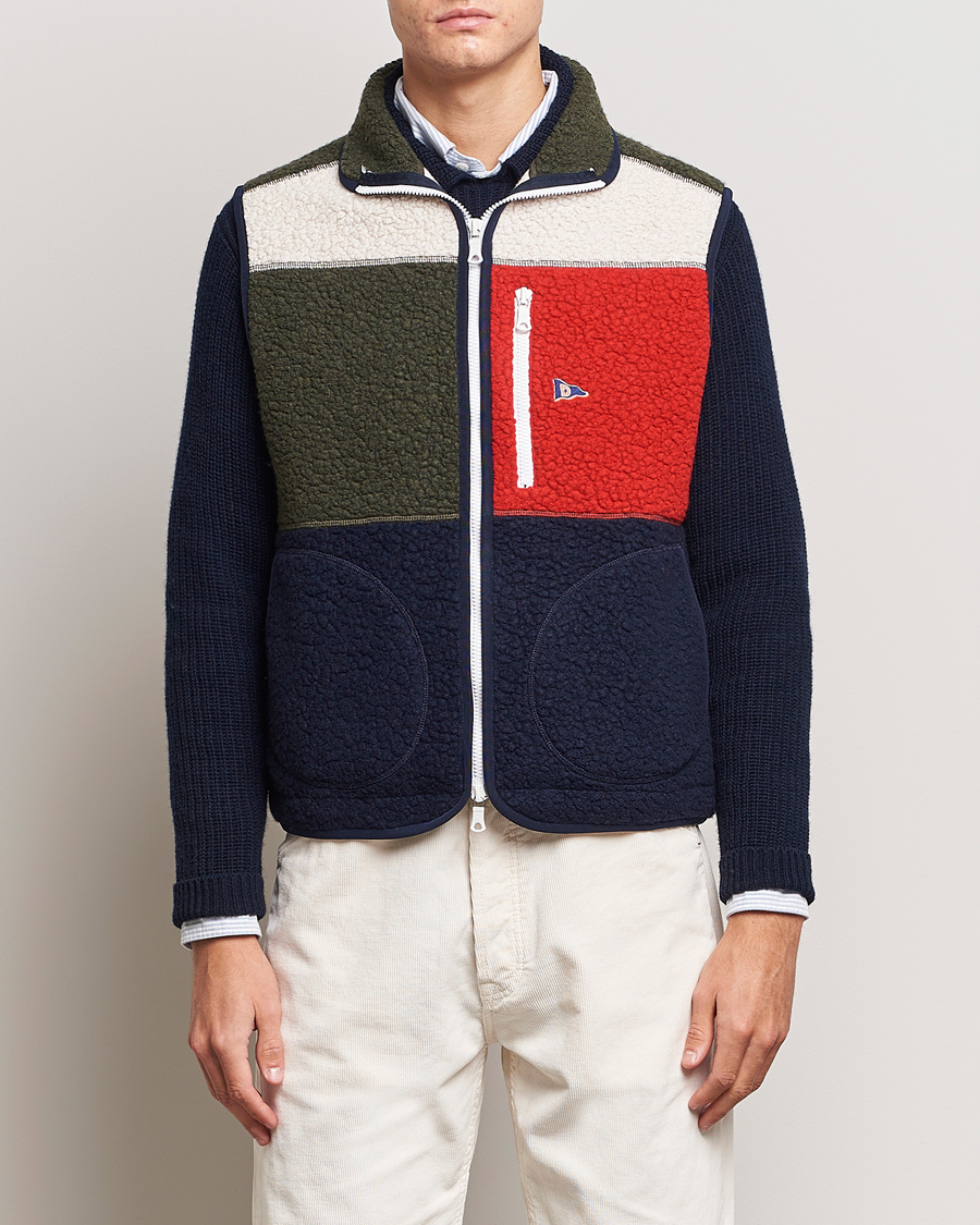 Uomini | Maglieria | Drake's | Colourblock Boucle Zip Fleece Vest Multi