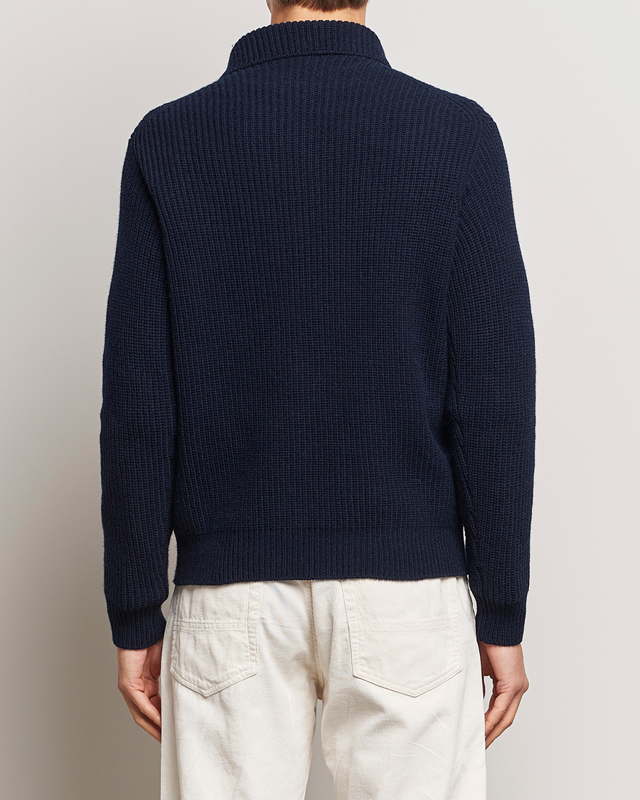 Uomini | Maglieria | Drake's | Integral Collar Ribbed Jumper Navy