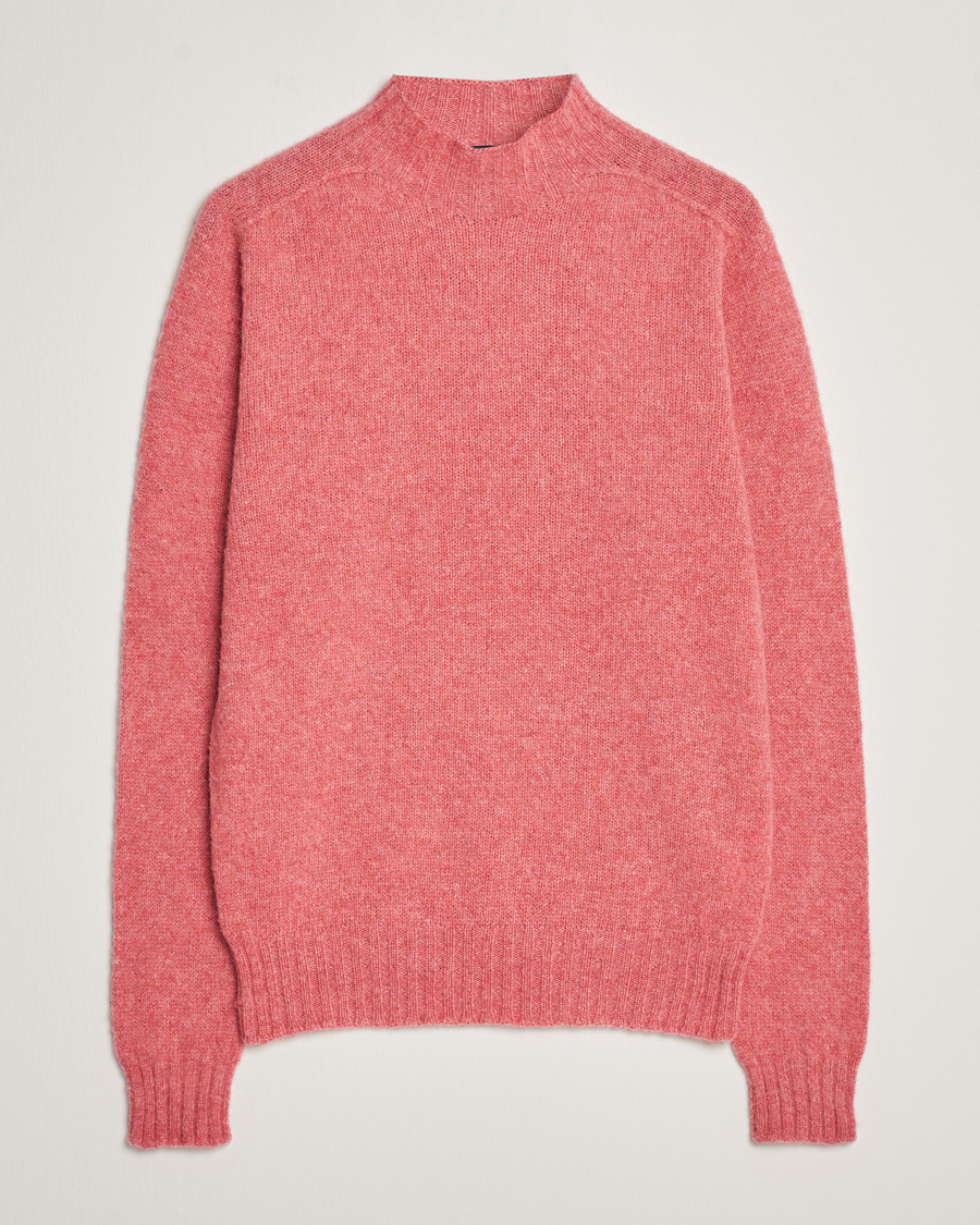 Uomini | Maglieria | Drake's | Brushed Shetland Mock Neck Jumper Pink
