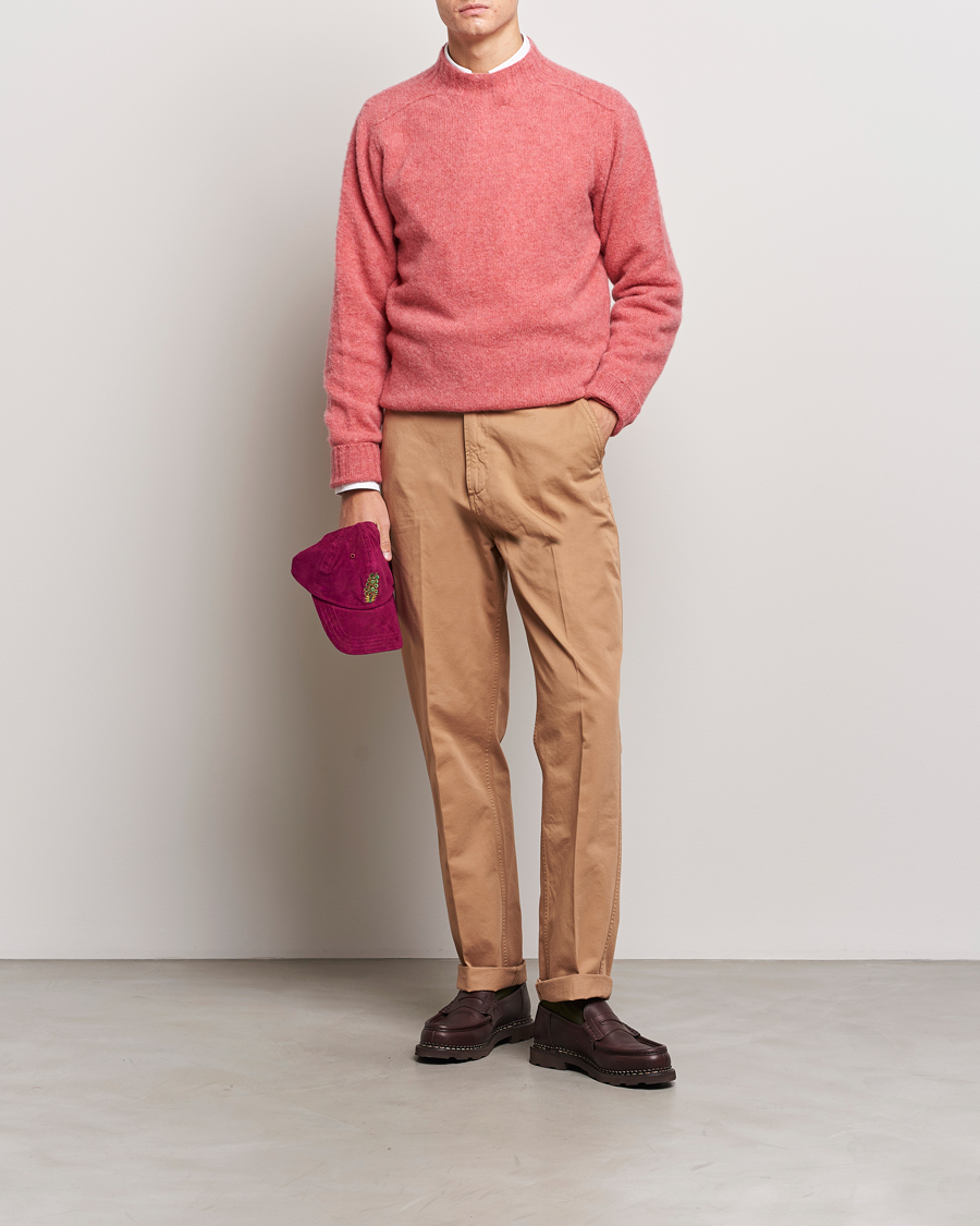 Uomini | Maglieria | Drake's | Brushed Shetland Mock Neck Jumper Pink