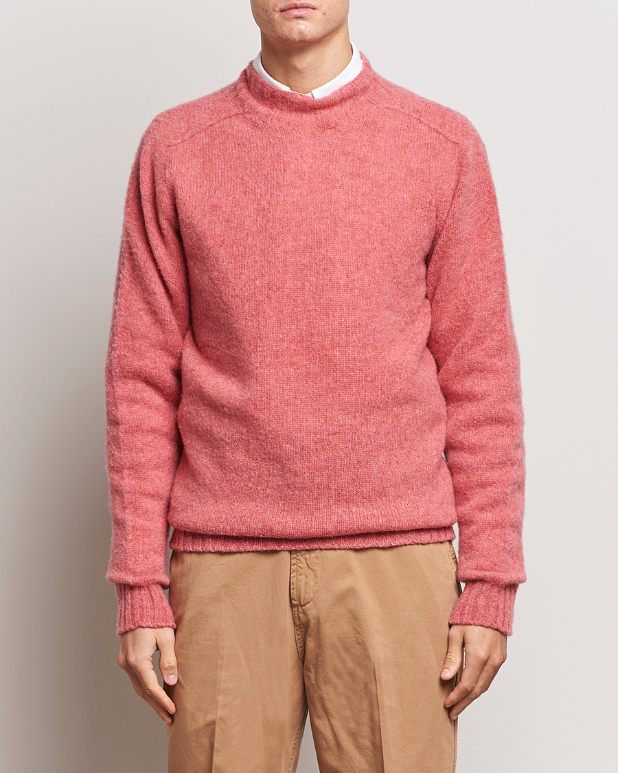 Uomini | Maglieria | Drake's | Brushed Shetland Mock Neck Jumper Pink