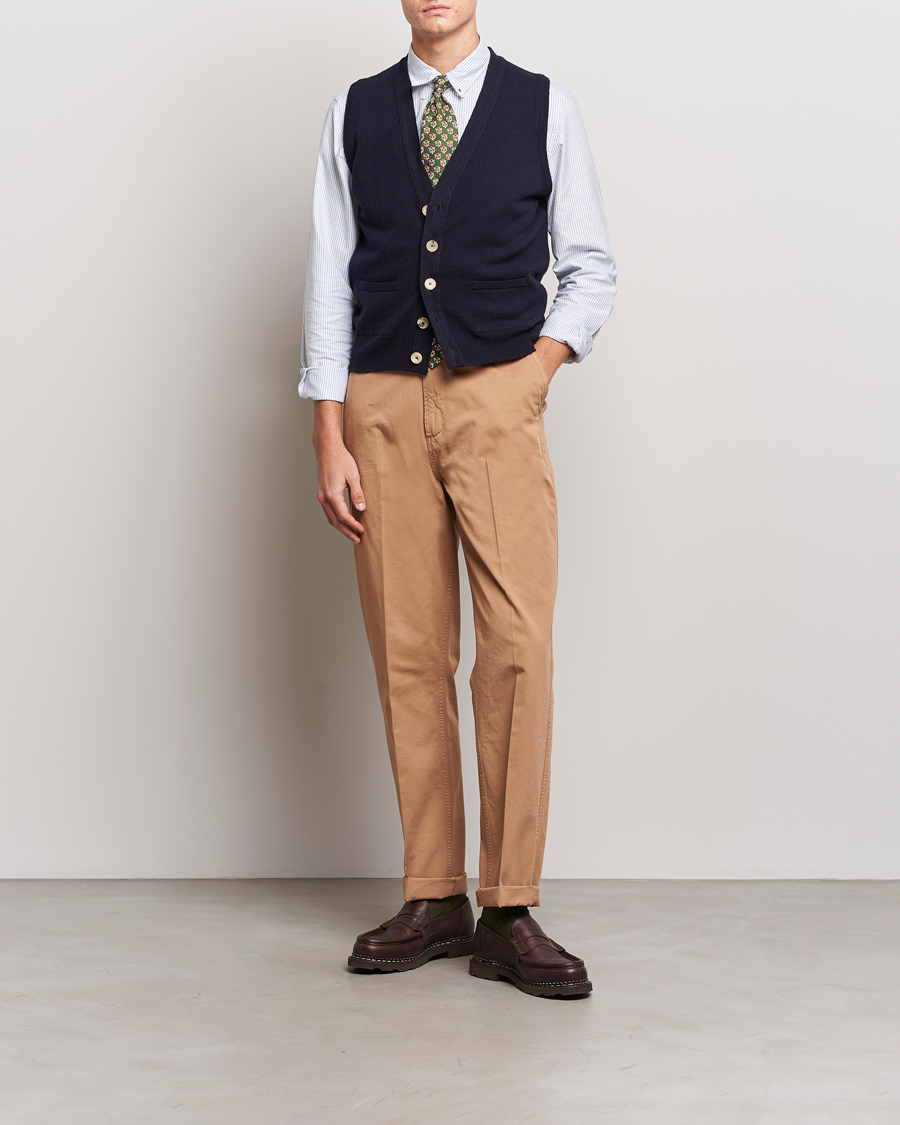 Uomini | Maglieria | Drake's | Lambswool Vest Cardigan Navy
