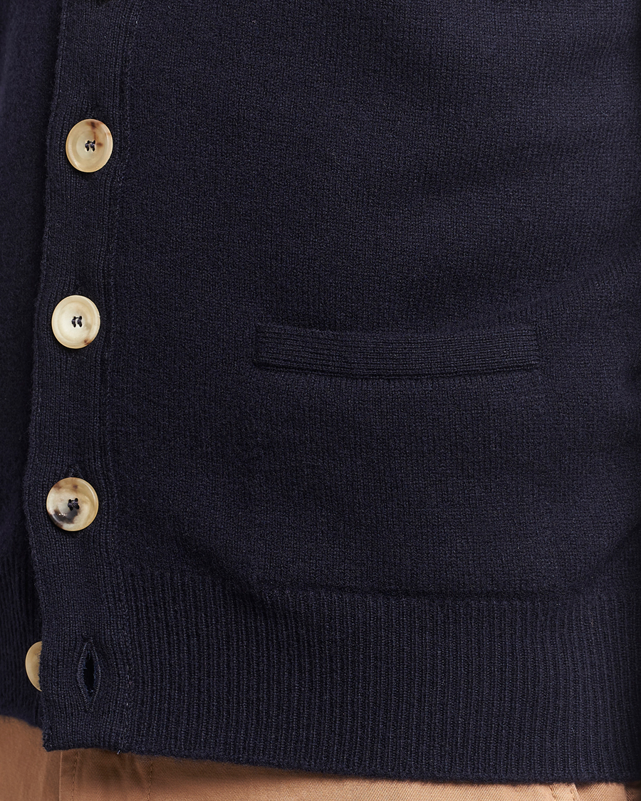Uomini | Maglieria | Drake's | Lambswool Vest Cardigan Navy